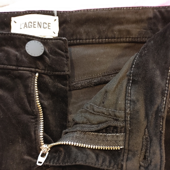 L'AGENCE Marguerite Velvet High Rise Skinny Pants, Noir (Black) 25 - Picture 9 of 13